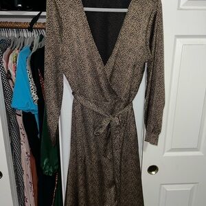 Vince Camuto Animal Print Long Sleeve Dress